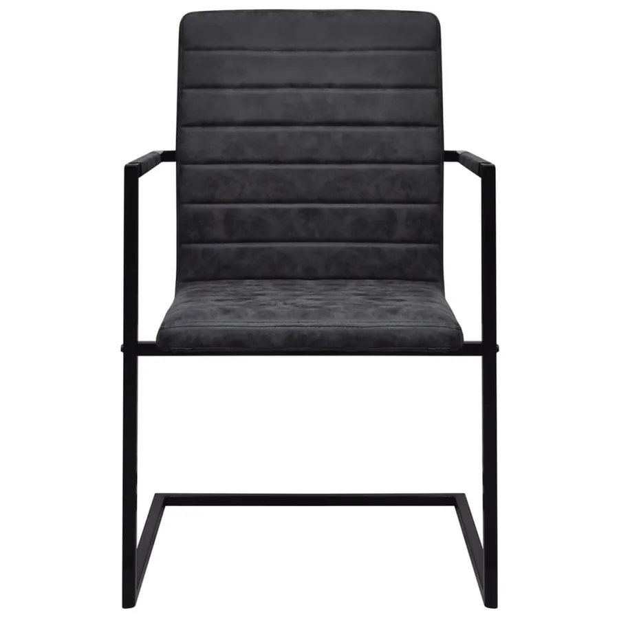 Chaises à manger cantilever lot de 6 noir similicuir - 3