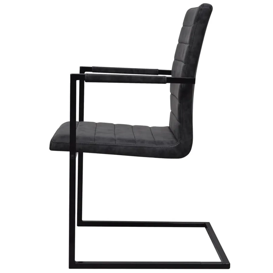 Chaises à manger cantilever lot de 6 noir similicuir - 4