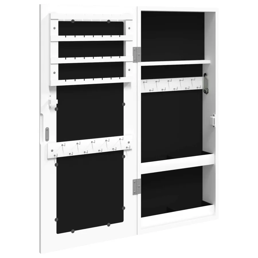 Armoire à bijoux avec miroir murale blanc 30x8,5x67 cm - 5