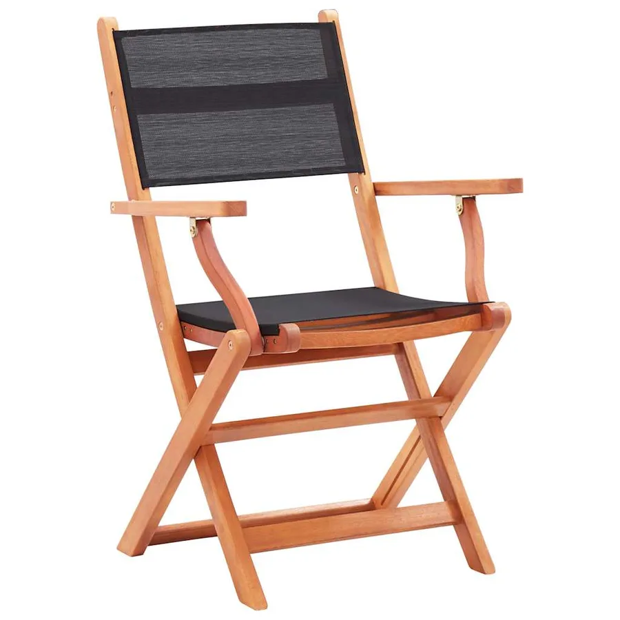 Chaises pliables de jardin lot de 6 noir eucalyptus textilène - 2