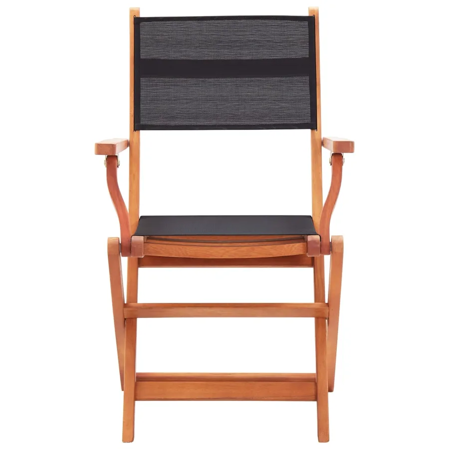 Chaises pliables de jardin lot de 6 noir eucalyptus textilène - 3