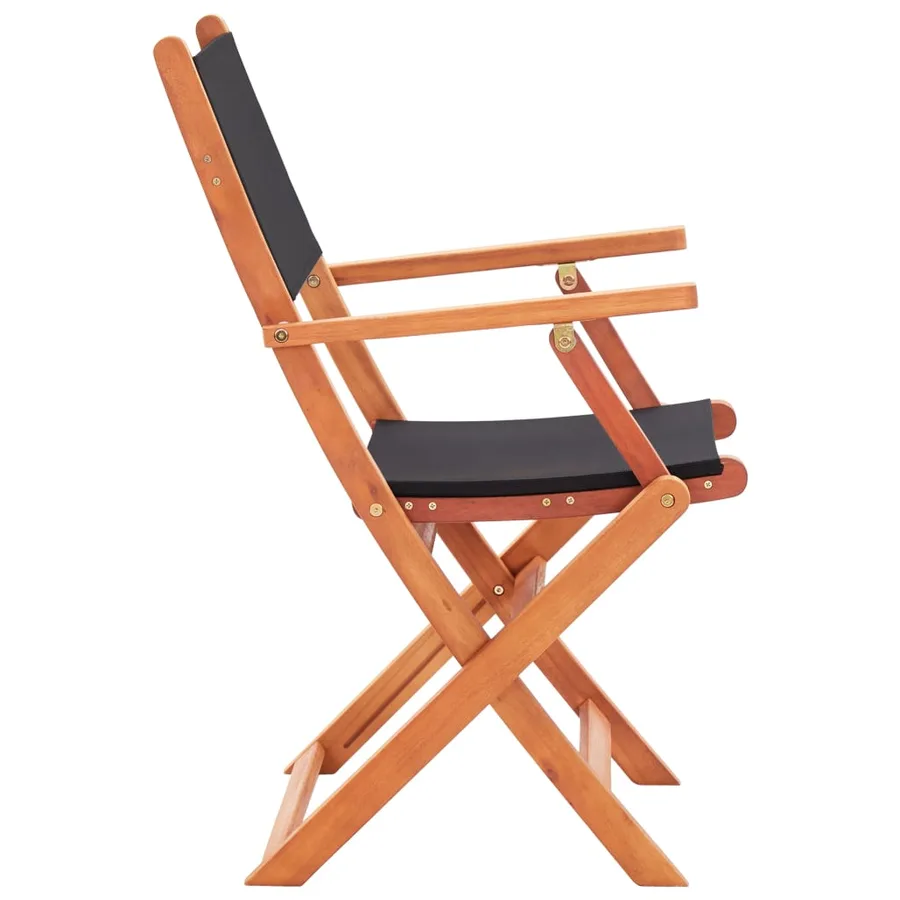 Chaises pliables de jardin lot de 6 noir eucalyptus textilène - 4