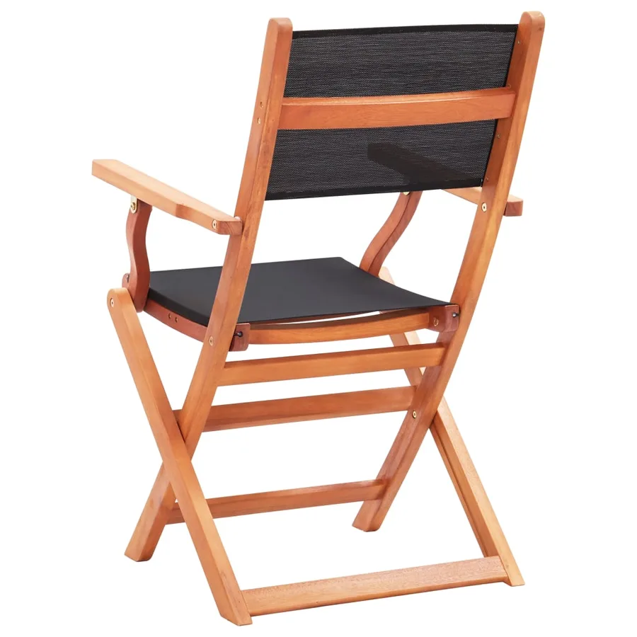 Chaises pliables de jardin lot de 6 noir eucalyptus textilène - 5