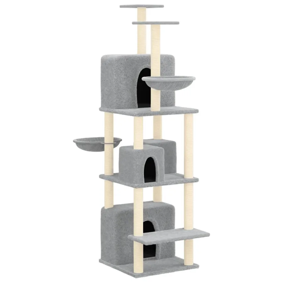 Arbre à chat avec griffoirs en sisal Gris clair 180 cm - 2