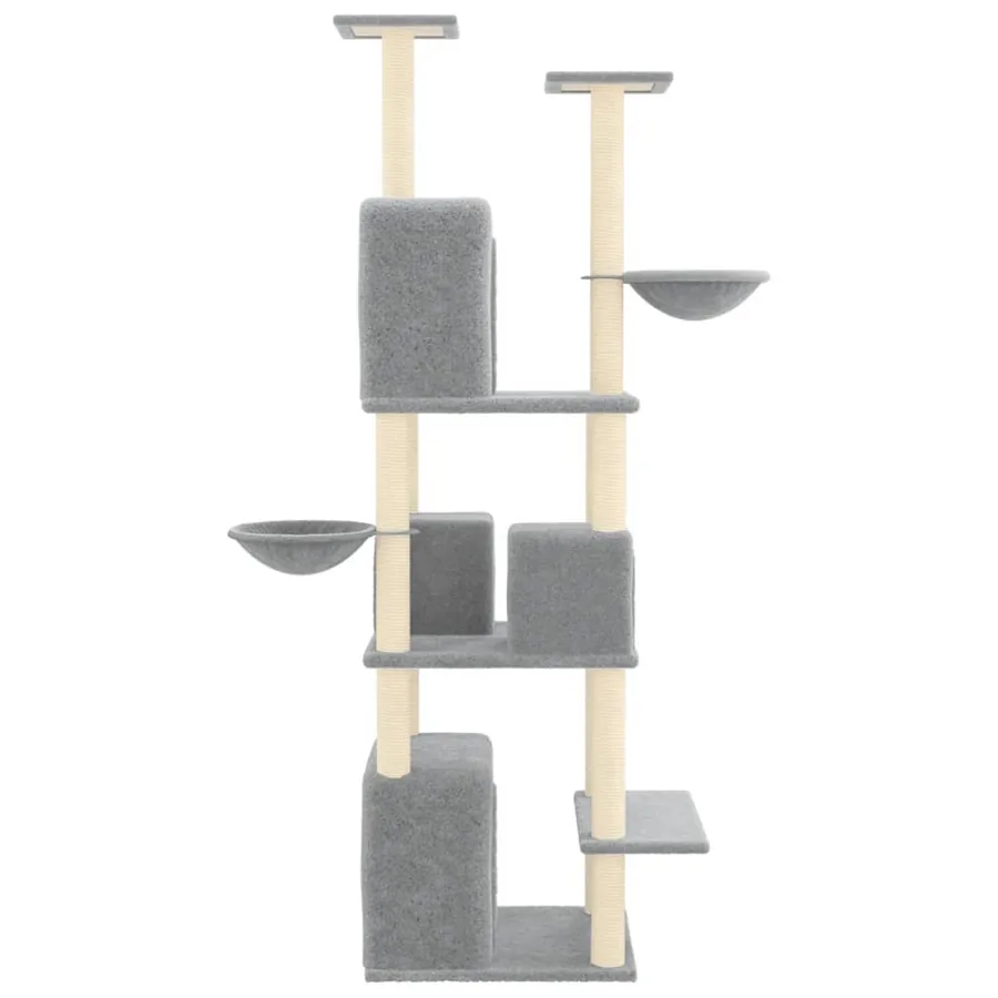 Arbre à chat avec griffoirs en sisal Gris clair 180 cm - 4