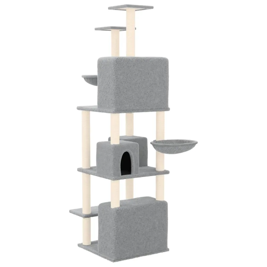 Arbre à chat avec griffoirs en sisal Gris clair 180 cm - 5