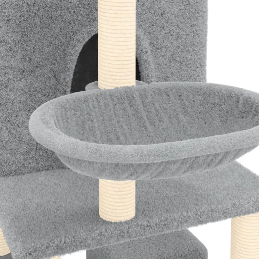 Arbre à chat avec griffoirs en sisal Gris clair 180 cm - 6