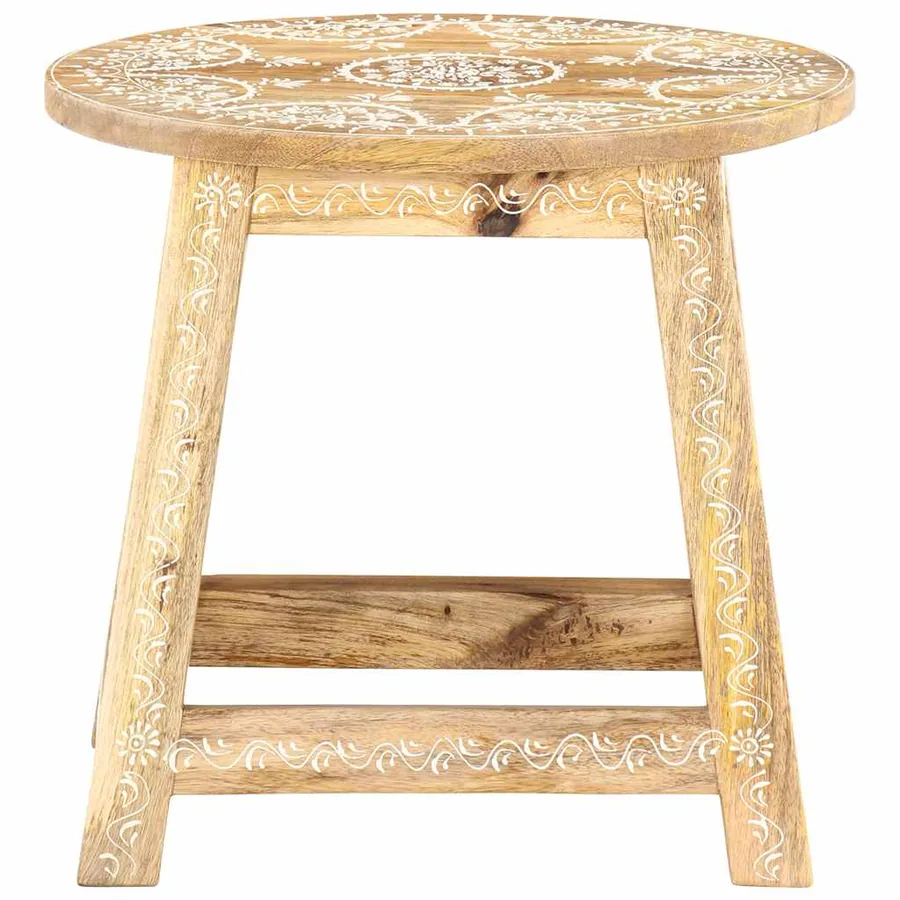 Tabouret peint à la main 38x38x35 cm Bois de manguier solide - 2