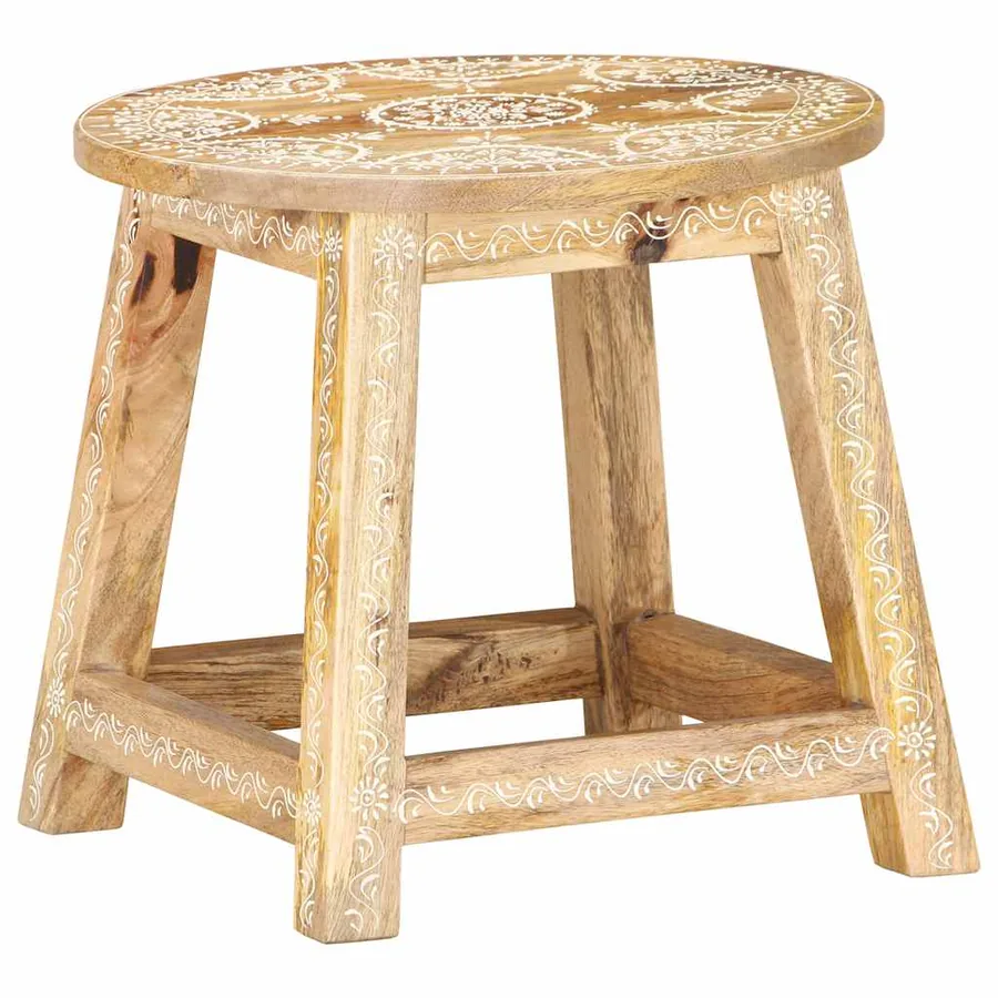 Tabouret peint à la main 38x38x35 cm Bois de manguier solide - 6
