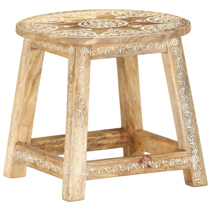 Tabouret peint à la main 38x38x35 cm Bois de manguier solide - 7