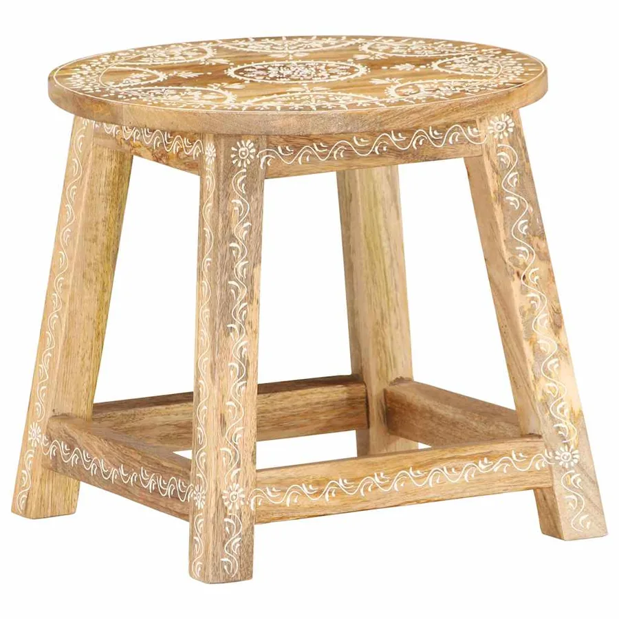 Tabouret peint à la main 38x38x35 cm Bois de manguier solide - 9
