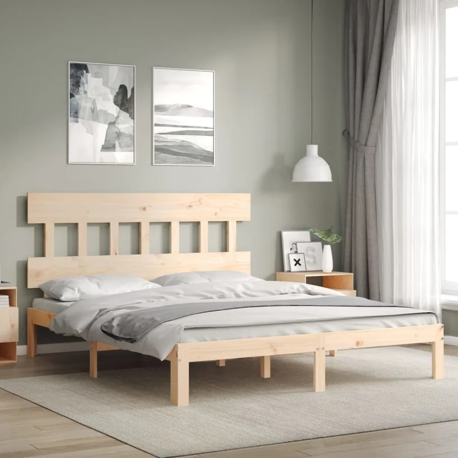 Cadre de lit sans matelas bois de pin massif