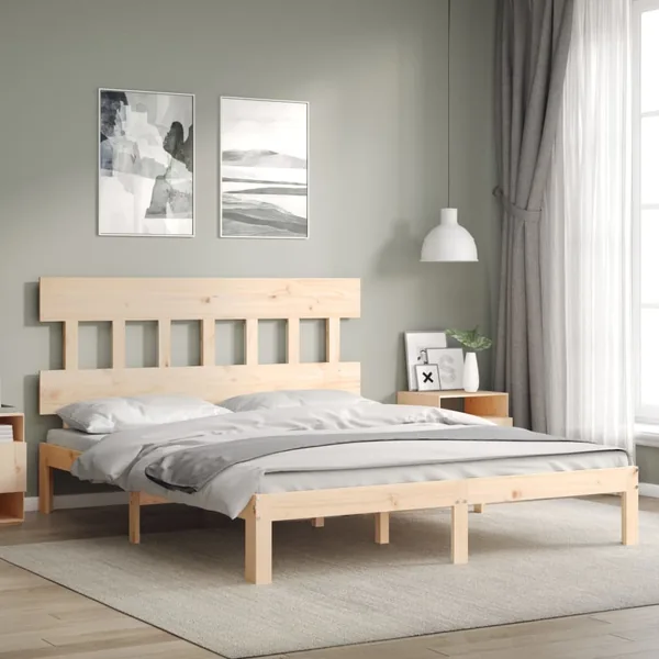 Cadre de lit sans matelas bois de pin massif