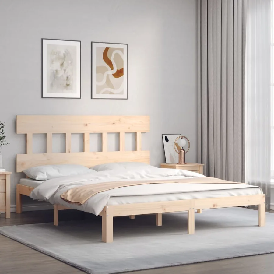 Cadre de lit sans matelas bois de pin massif - 3