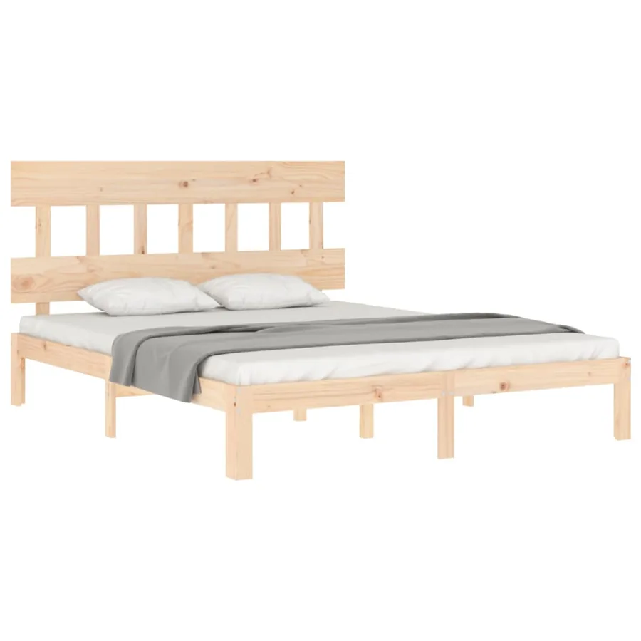 Cadre de lit sans matelas bois de pin massif - 4
