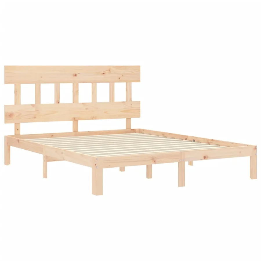 Cadre de lit sans matelas bois de pin massif - 5