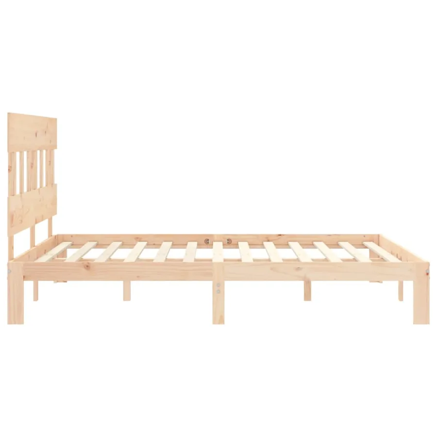 Cadre de lit sans matelas bois de pin massif - 7