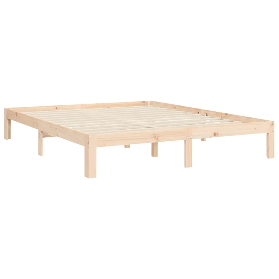 Cadre de lit sans matelas bois de pin massif - 9