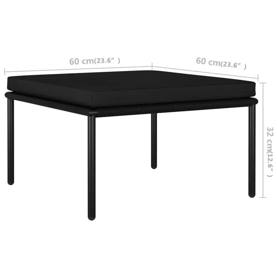Salon de jardin 3 pcs avec coussins Noir PVC - 11