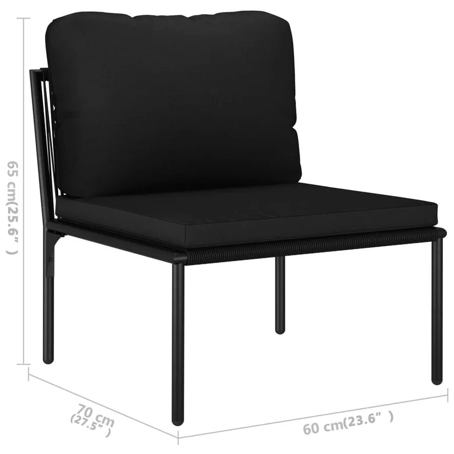 Salon de jardin 3 pcs avec coussins Noir PVC - 12