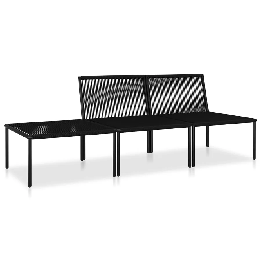Salon de jardin 3 pcs avec coussins Noir PVC - 3