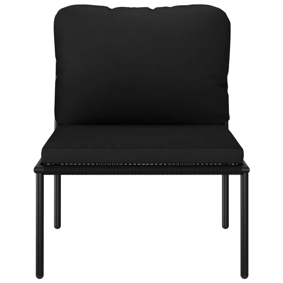 Salon de jardin 3 pcs avec coussins Noir PVC - 8
