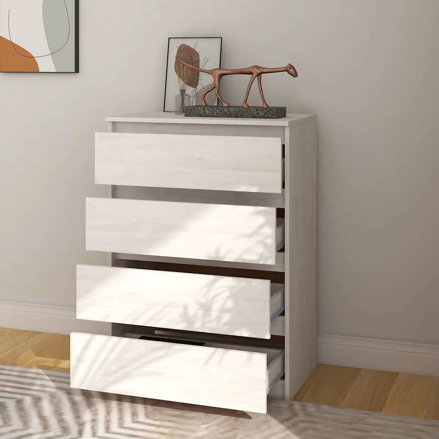Armoire d'appoint Blanc 60x36x84 cm Bois de pin massif - 7