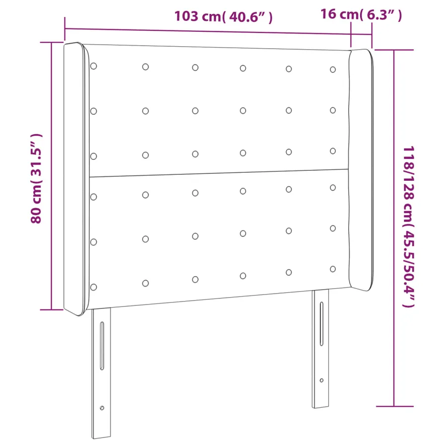 Tête de lit à LED Gris clair 103x16x118/128 cm Tissu - 6