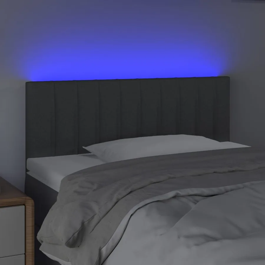 Tête de lit à LED Gris foncé 100x5x78/88 cm Tissu - 3