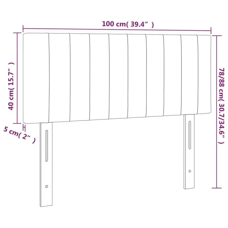 Tête de lit à LED Gris foncé 100x5x78/88 cm Tissu - 6