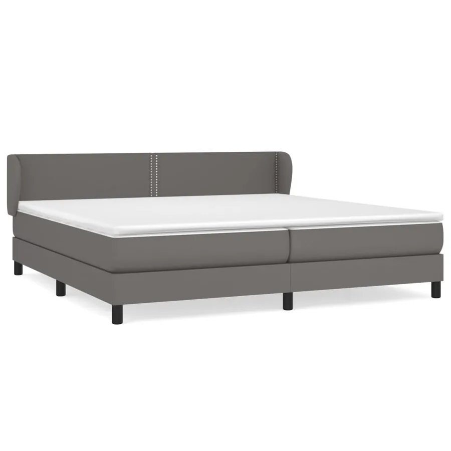 Sommier à lattes de lit avec matelas Gris 200x200 cm Similicuir - 2