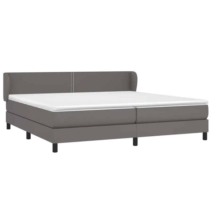Sommier à lattes de lit avec matelas Gris 200x200 cm Similicuir - 3
