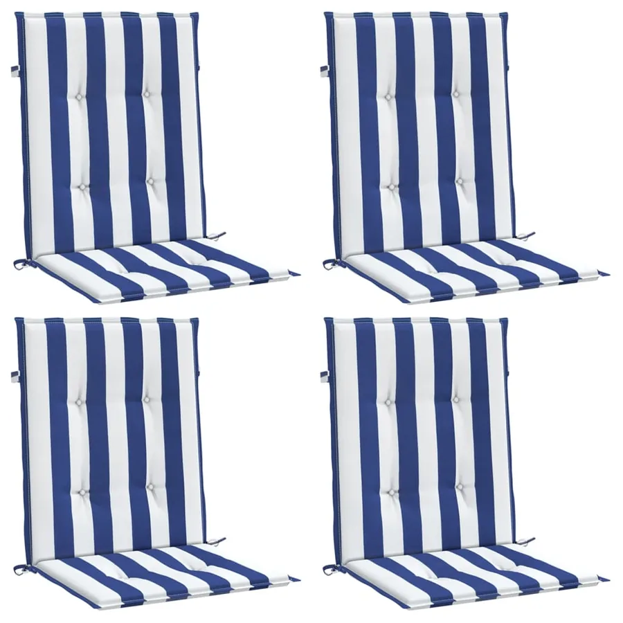 Coussins de chaise à dossier bas lot de 4 rayures bleu et blanc - 3