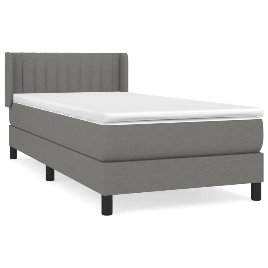 Sommier à lattes de lit avec matelas Gris foncé 100x200cm Tissu - 2
