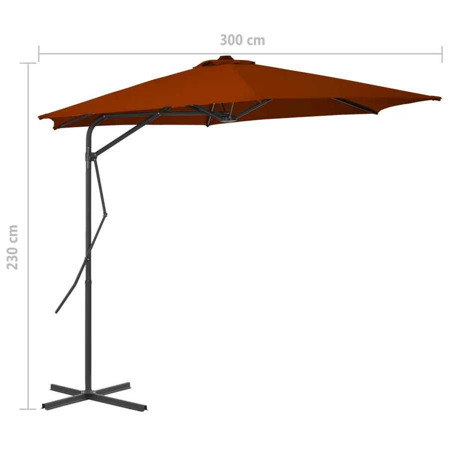 Parasol de jardin avec mât en acier terre cuite 300x230 cm - 7