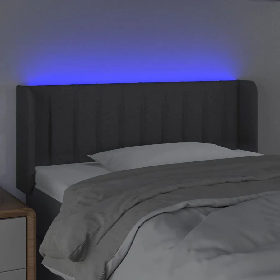 Tête de lit à LED Gris foncé 103x16x78/88 cm Tissu - 4