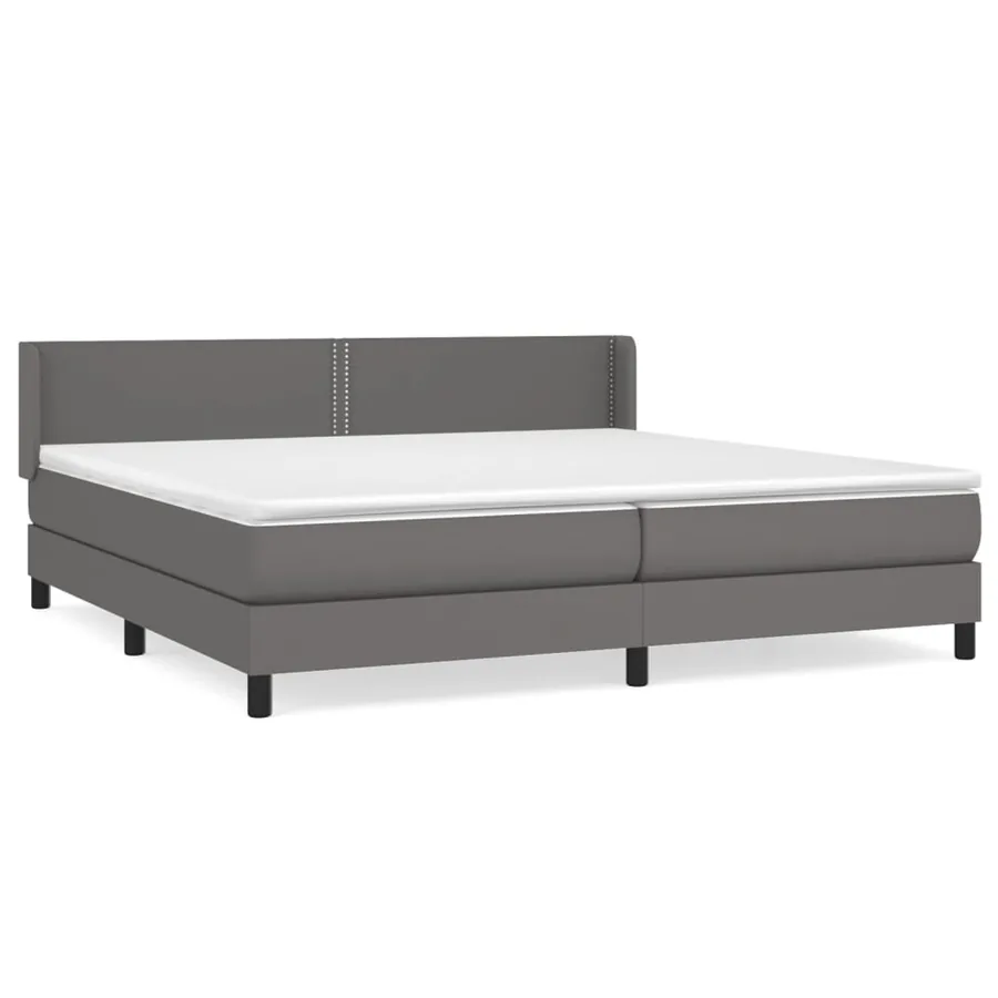 Sommier à lattes de lit avec matelas Gris 200x200 cm Similicuir - 2