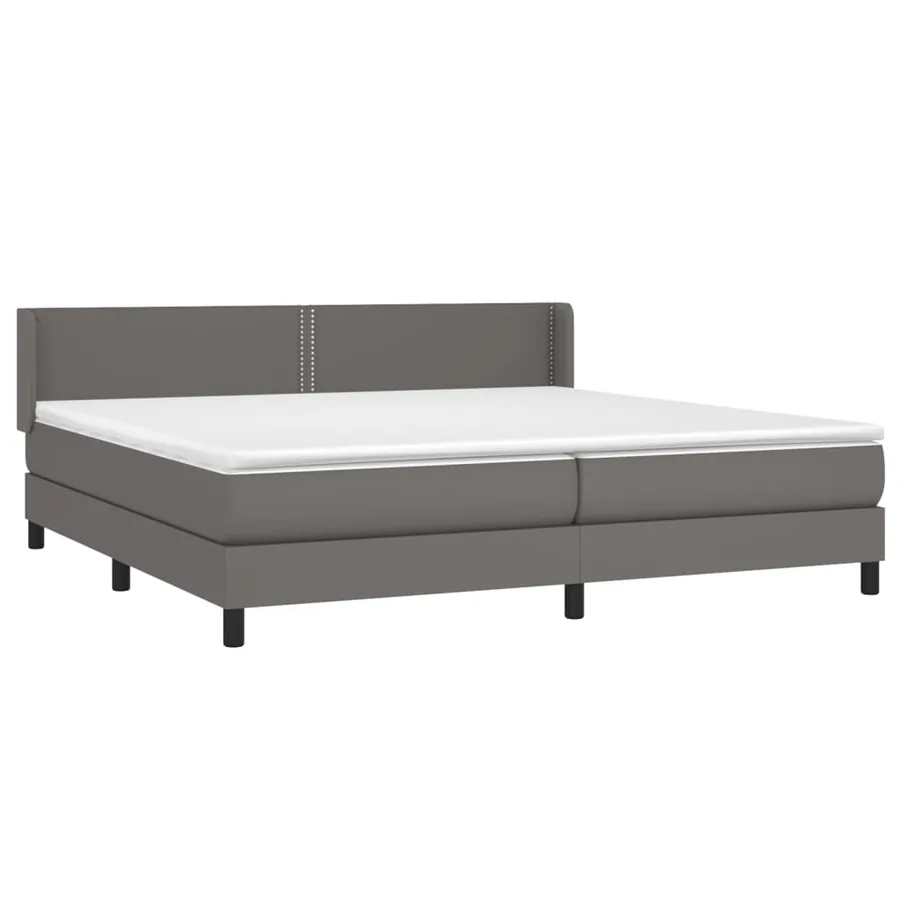 Sommier à lattes de lit avec matelas Gris 200x200 cm Similicuir - 3