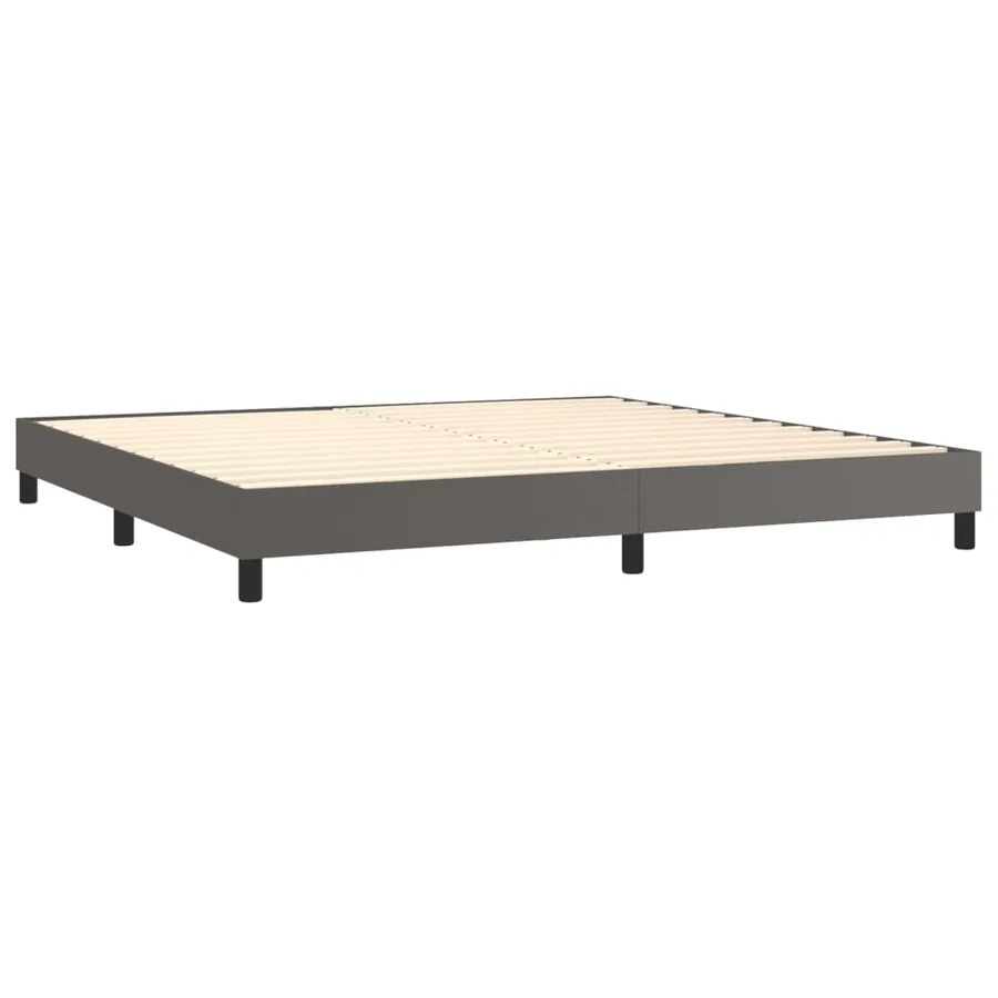 Sommier à lattes de lit avec matelas Gris 200x200 cm Similicuir - 4