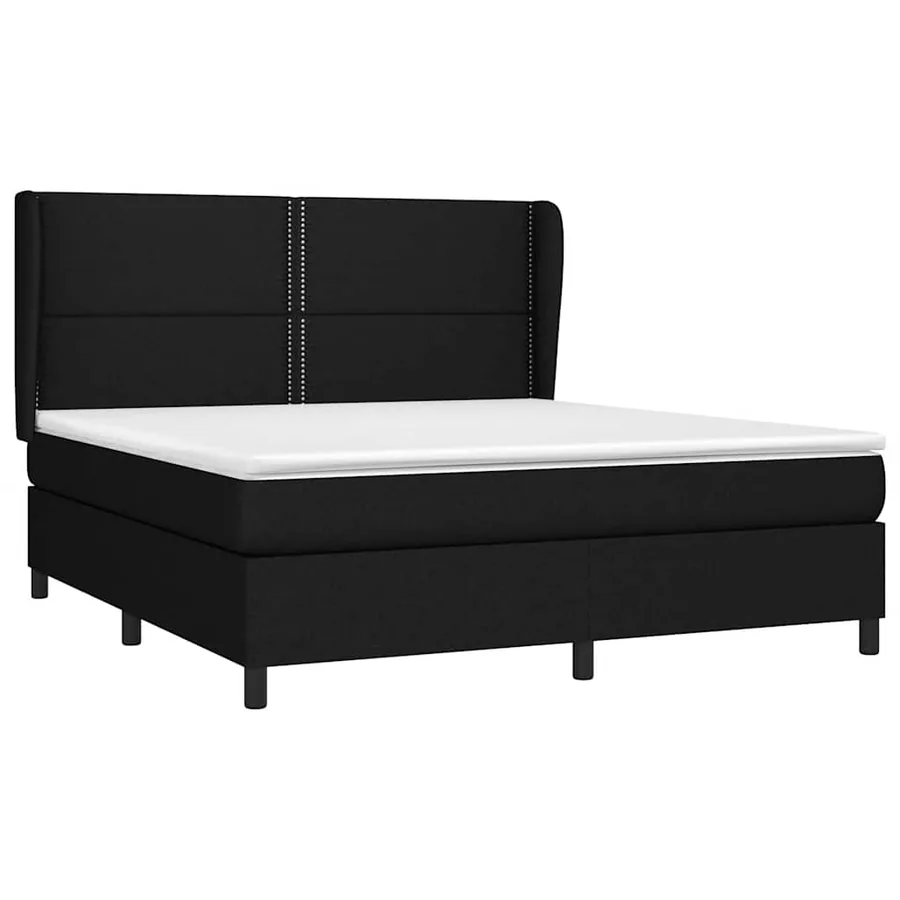 Sommier à lattes de lit avec matelas Noir 160x200 cm Tissu - 3
