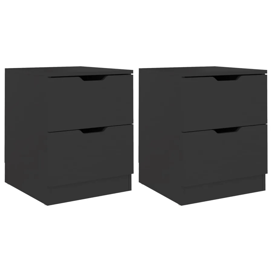 Tables de chevet 2 pcs noir 40x40x50 cm bois d’ingénierie - 2