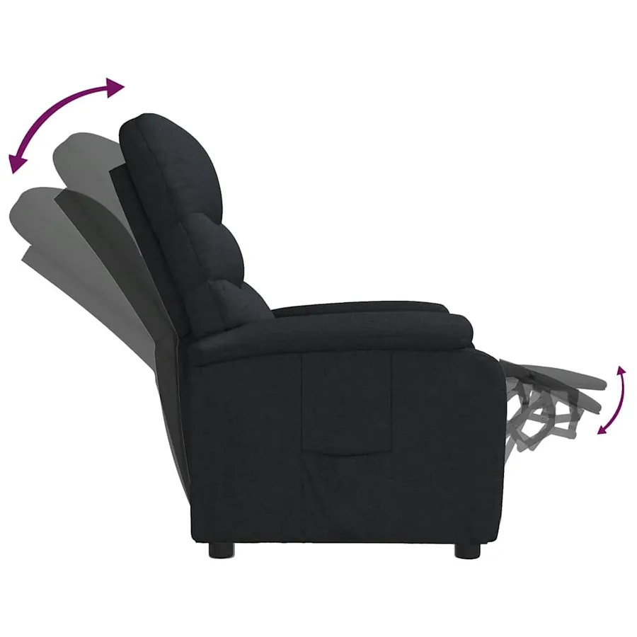 Fauteuil inclinable Noir Tissu - 6