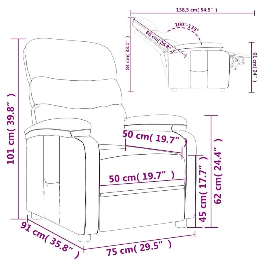 Fauteuil inclinable Noir Tissu - 9