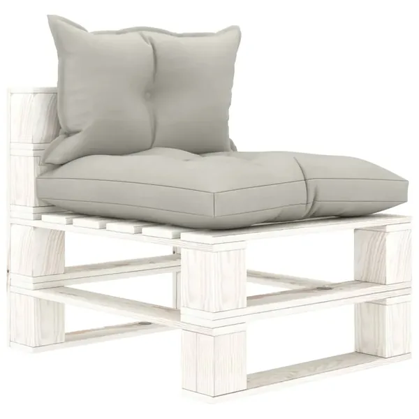 Canapé de milieu palette de jardin avec coussins taupe Bois