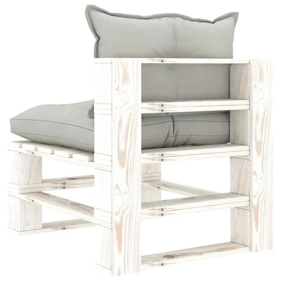 Canapé de milieu palette de jardin avec coussins taupe Bois - 4