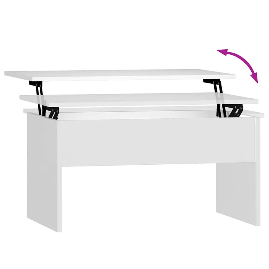 Table basse Blanc 80x50,5x41,5 cm Bois d'ingénierie - 6