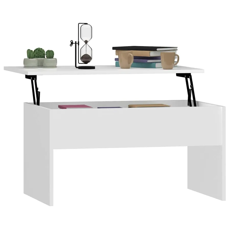 Table basse Blanc 80x50,5x41,5 cm Bois d'ingénierie - 7
