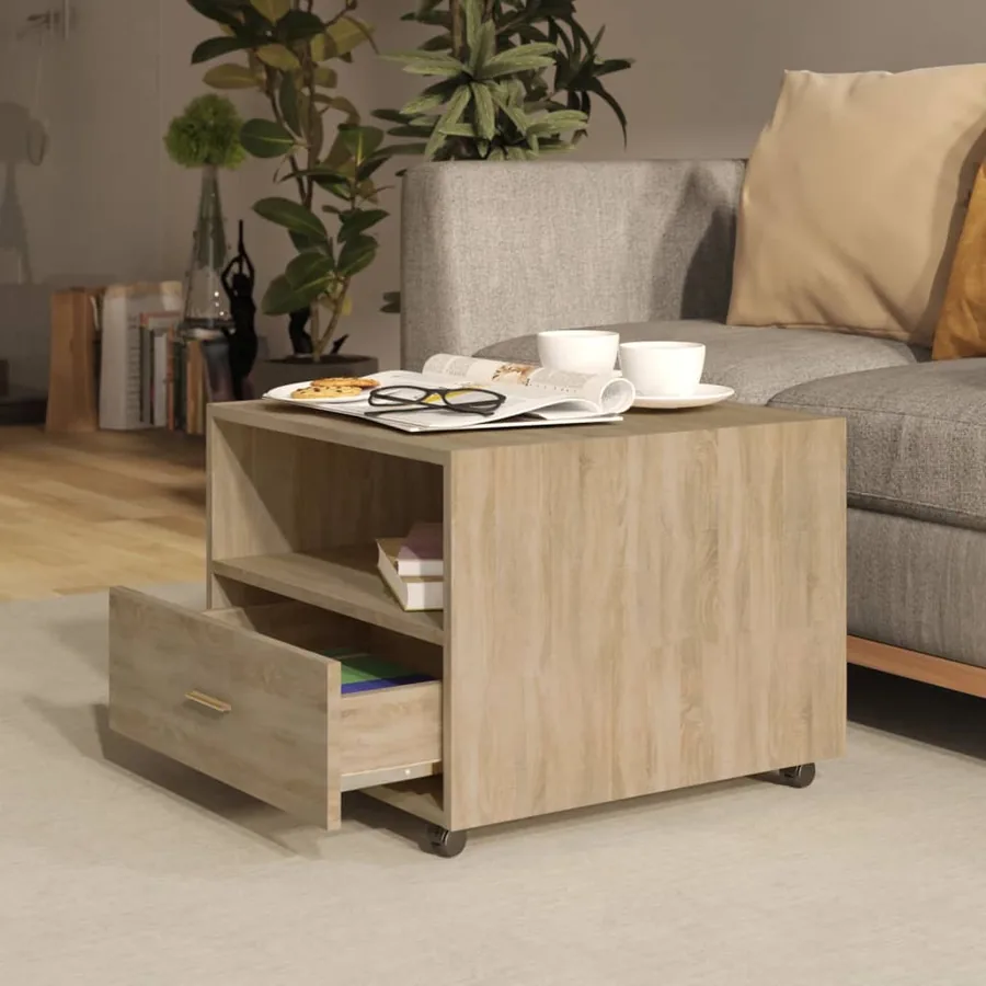 Table basse chêne sonoma 55x55x40 cm bois d'ingénierie - 3