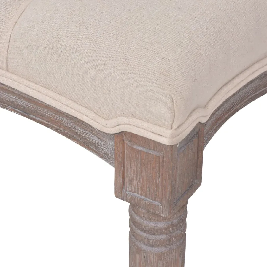 Banc Lin Bois massif 150 x 40 x 48 cm Blanc crème - 4