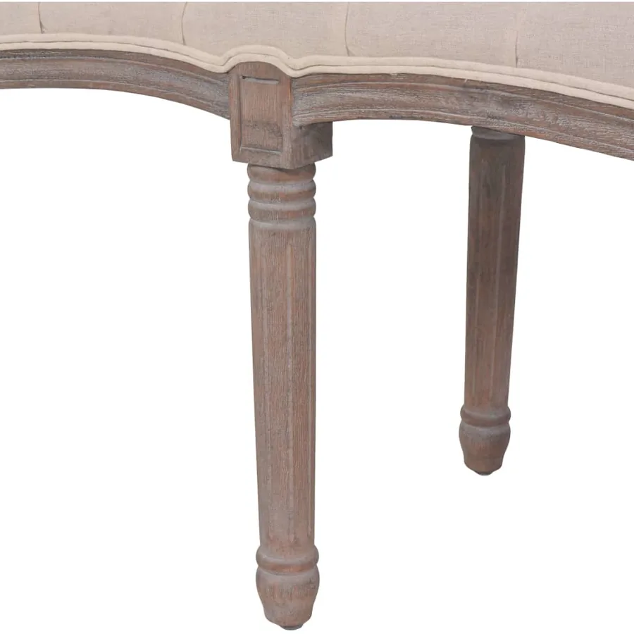 Banc Lin Bois massif 150 x 40 x 48 cm Blanc crème - 5